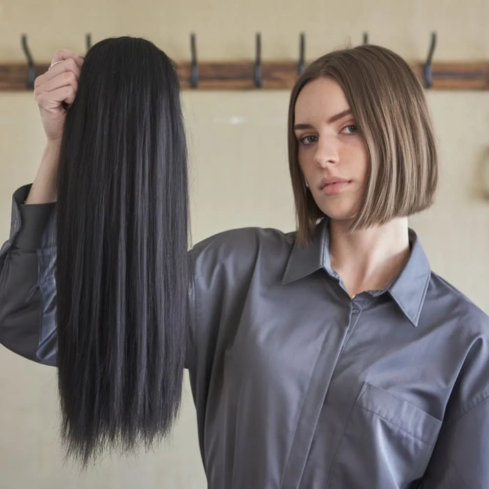 Aplique De Cabelo Preto Premium Tic Tac Invisível - 150g, 70cm, Liso e Ondulado