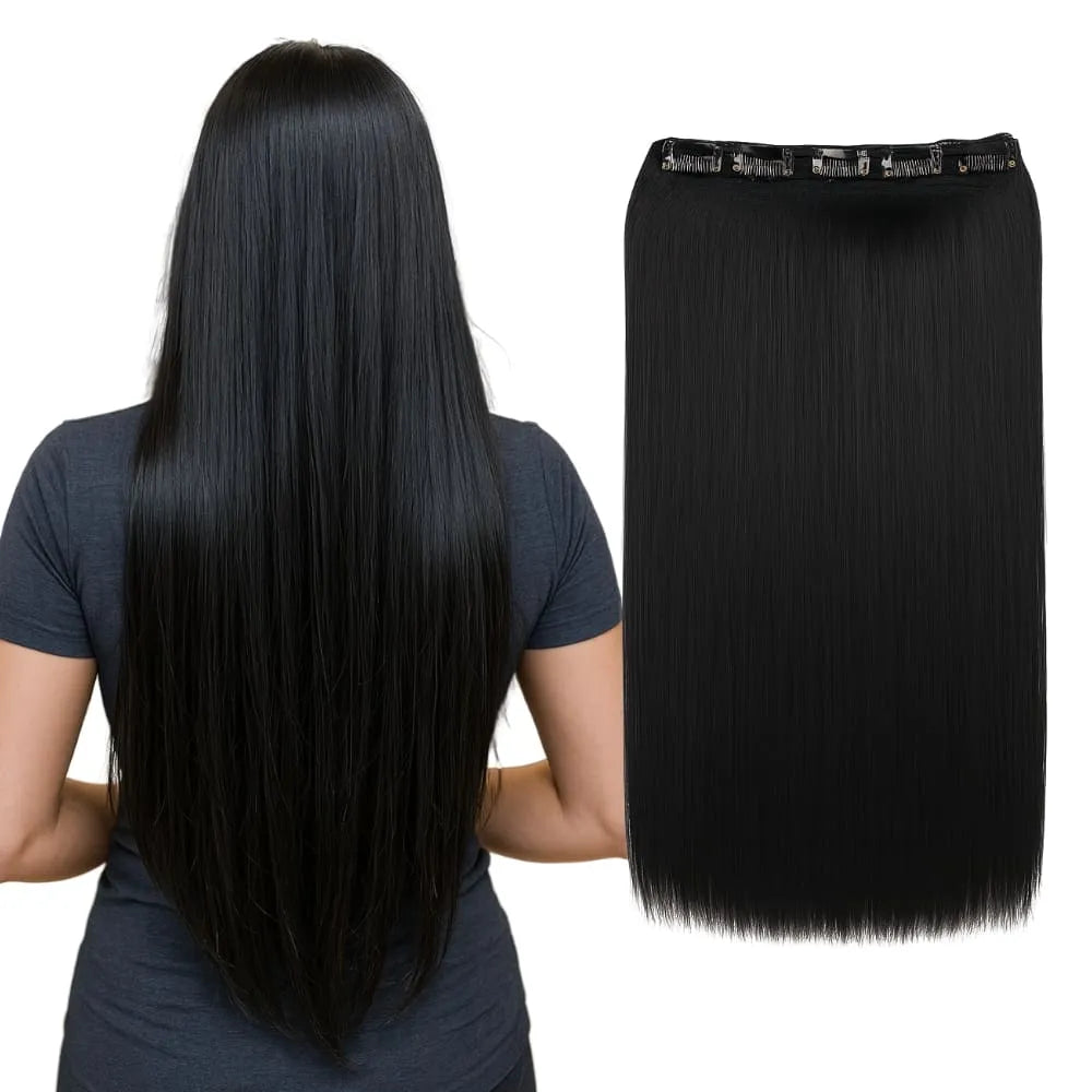 Aplique De Cabelo Preto Premium Tic Tac Invisível - 150g, 70cm, Liso e Ondulado